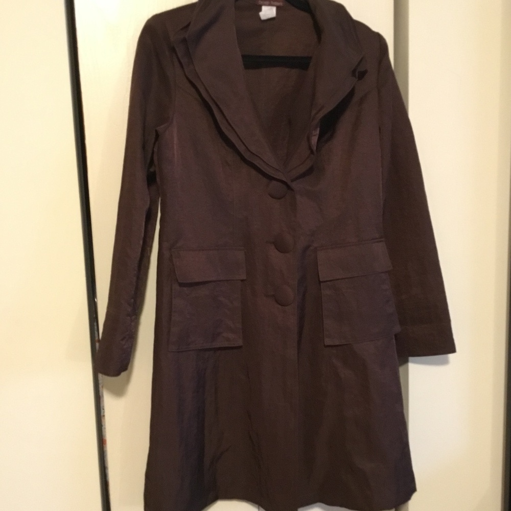 Design Todays Brown Double Wired  Collar Coat Medium